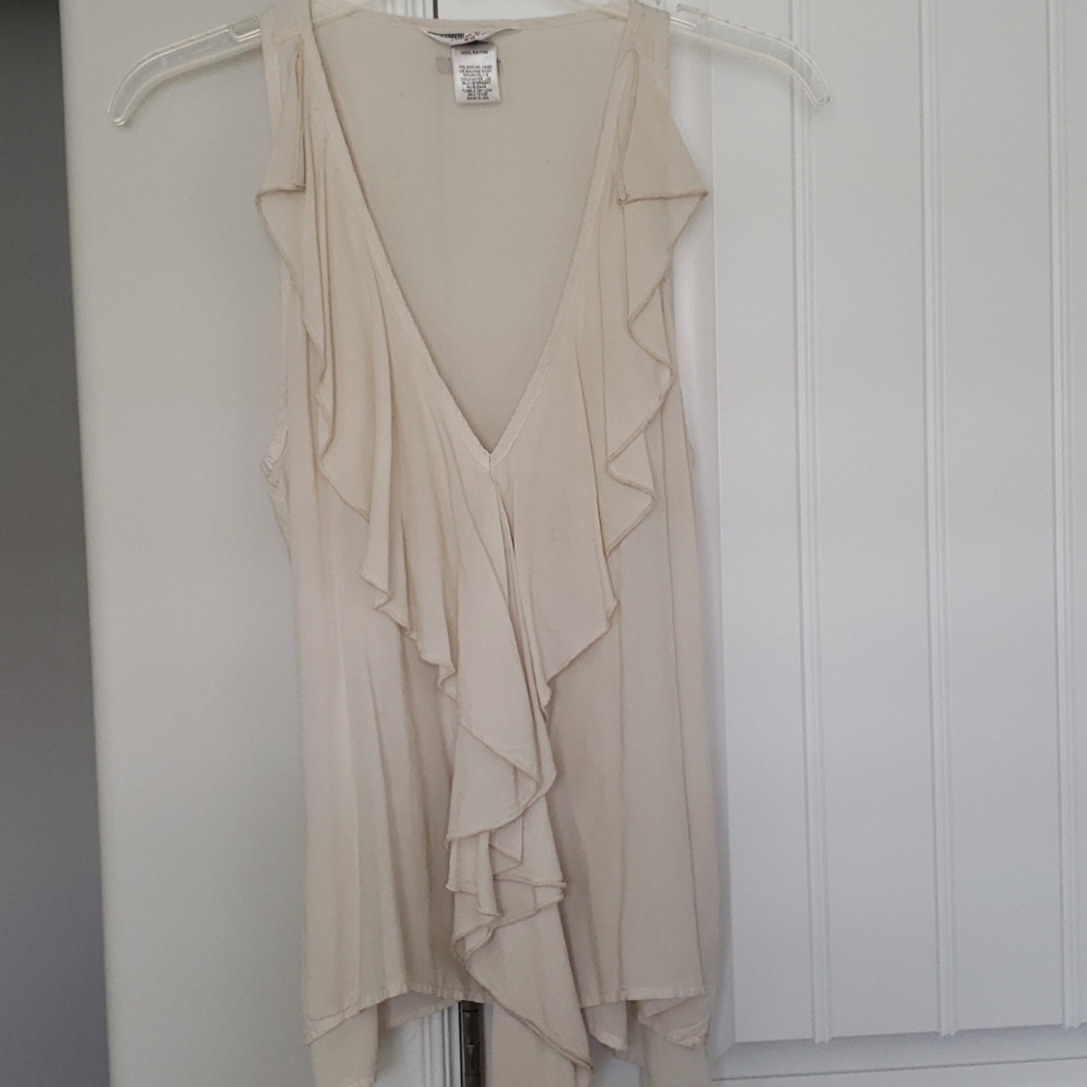 Cream Ruffle Tank Top
